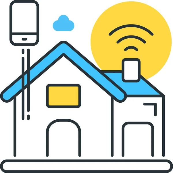 Smart Connected Icon Umrissen — Stockvektor