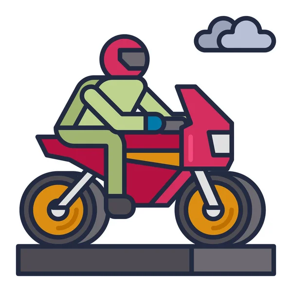 Icono Motocicleta Carreras Superbicis Estilo Contorno Lleno — Vector de stock