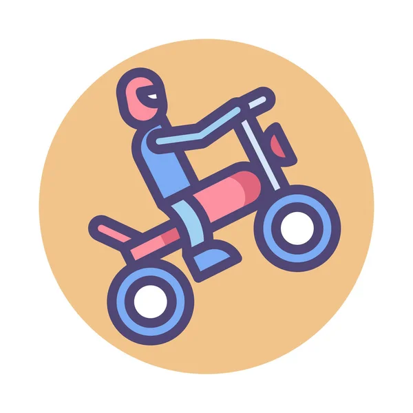 填充轮廓风格的自行车特技演员图标 — 图库矢量图片