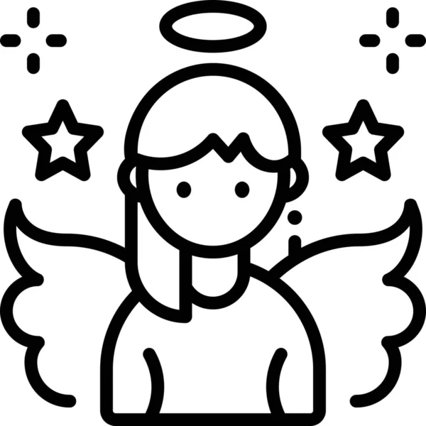 Anjo Personagem Traje Ícone Estilo Esboço — Vetor de Stock