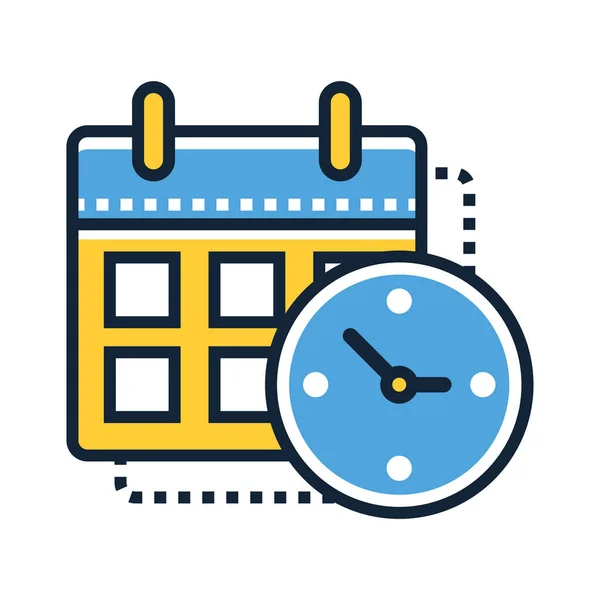 Icono Calendario Tiempo Gestión Estilo Esquema Rellenado — Archivo Imágenes Vectoriales