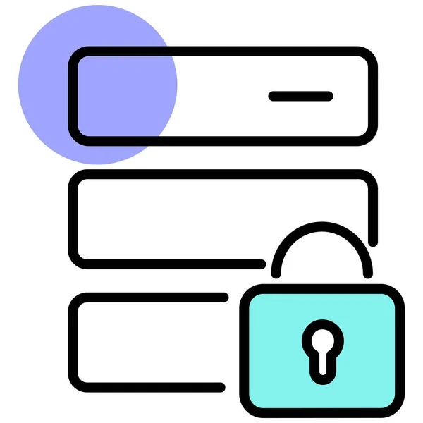 Ícone Segurança Banco Dados Proteção Dados Data Center Estilo Esboço — Vetor de Stock