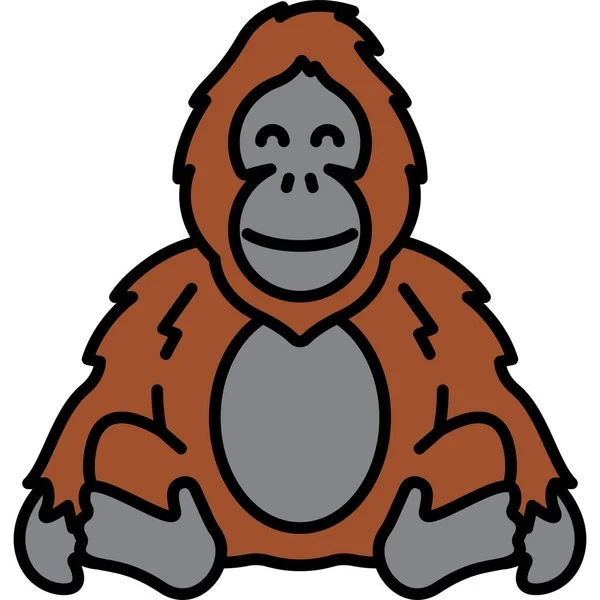 Maymun Orangutan Simgesi Tam Ana Hatlarıyla — Stok Vektör