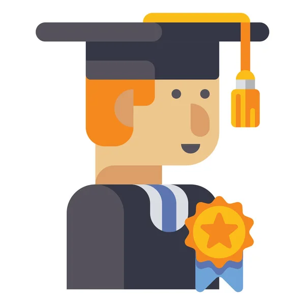 Graduate Students Successful Icon Flat Style — Stock Vector