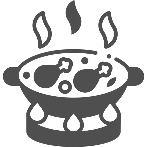 Pollo Pollo Pierna Cocina Icono Estilo Semi Sólido — Vector de stock