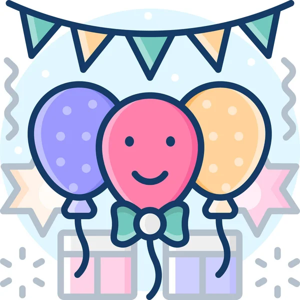 Balloon Carnival Party Icon New Year Category — Stock Vector