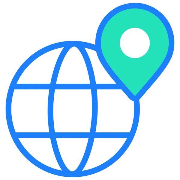 Communication Globe Gps Icône Dans Style Contour Rempli — Image vectorielle