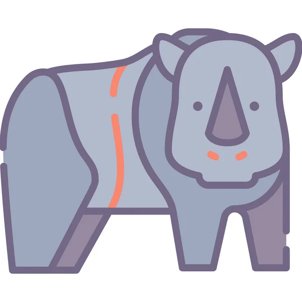 Reino Rhinoceros Filled Outline Icon Filled Outline Style — стоковый вектор