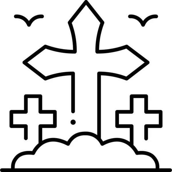 Grabeskreuzsymbol Umrissstil Rippen — Stockvektor
