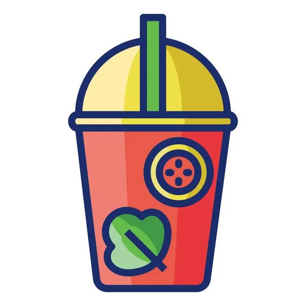 Icono Batidos Jugo Frappuccino Estilo Contorno Lleno — Vector de stock