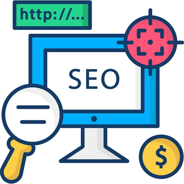 Ícone Tecnologia Pesquisa Seo Categoria Marketing Seo — Vetor de Stock