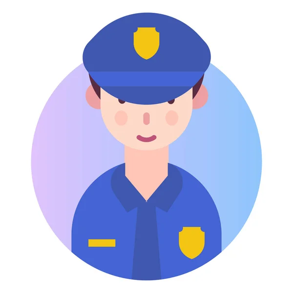 Avatar People Police Icon Flat Style — Stock Vector