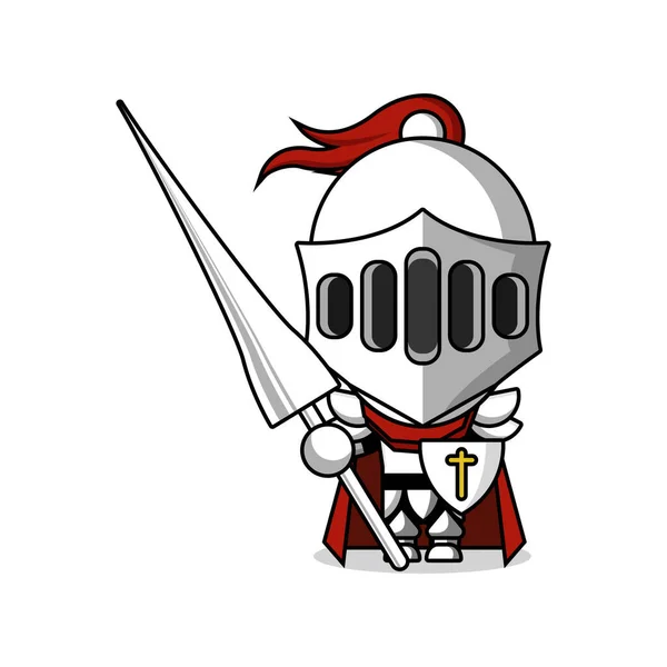 Válečník Paladin Středověké Ikony Kresleném Stylu — Stockový vektor