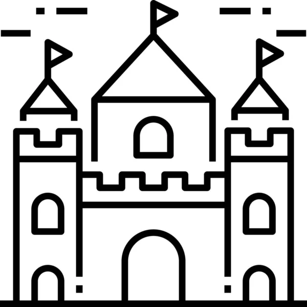 Zámek Architektura Středověké Ikony Stylu Osnovy — Stockový vektor