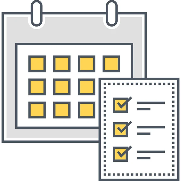 Checklist Icono Planificación Eventos Estilo Esquema Rellenado — Vector de stock