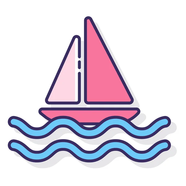 Barco Mar Icono Vela — Vector de stock