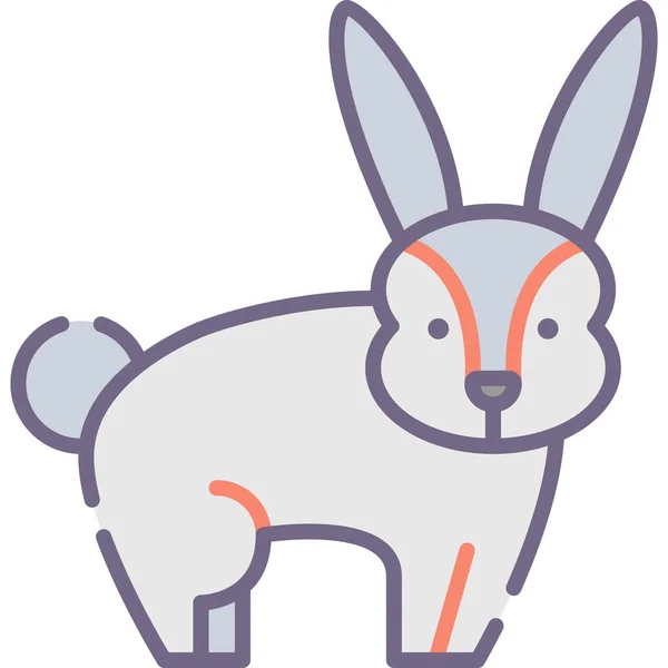 Animal Lapin Pâques Icône Dans Style Contour Rempli — Image vectorielle