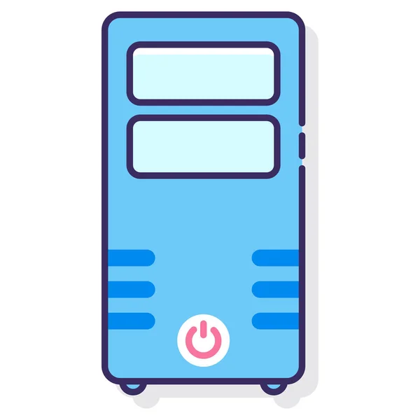 Caso Chasis Icono Computadora Estilo Contorno Lleno — Vector de stock