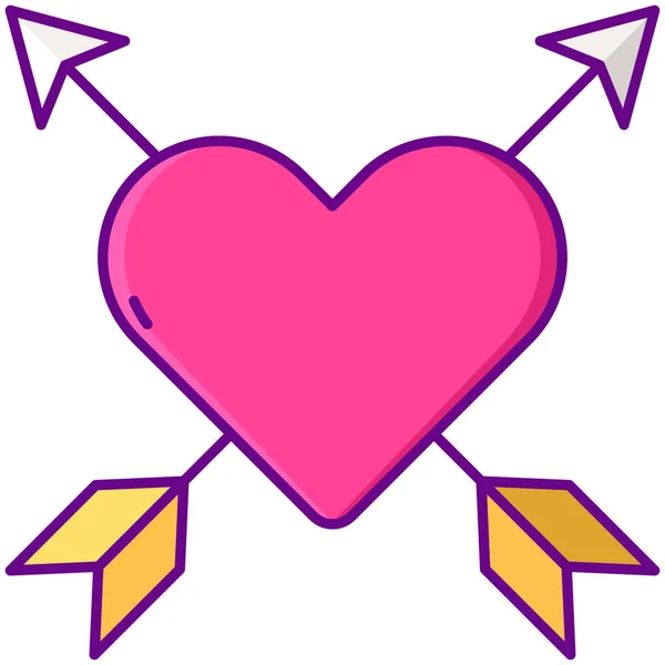 Flecha Corazón Amor Icono Estilo Contorno Lleno — Archivo Imágenes Vectoriales