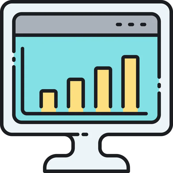 Analisi Analitica Grafico Icona Pieno Stile Contorno — Vettoriale Stock