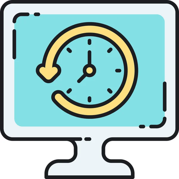 Monitoramento Horas Redor Ícone Relógio Estilo Esboço Preenchido — Vetor de Stock