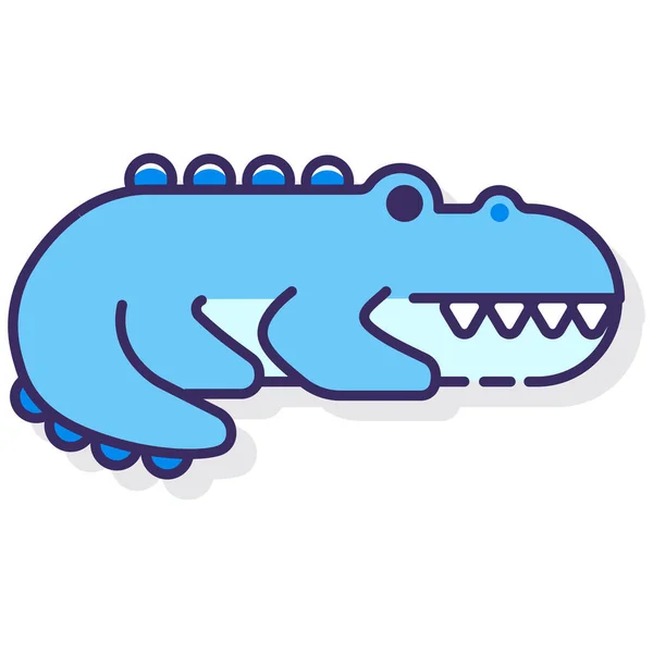 Икона Крокодилового Алигатора Животного Стиле Заполненного Контура — стоковый вектор