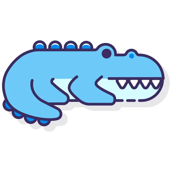 Cocodrilo Icono Animal Cocodrilo Estilo Contorno Lleno — Vector de stock