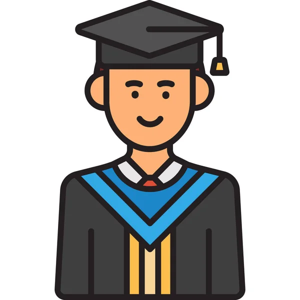 Graduate Male Boy Icon Filled Outline Style — Stock Vector