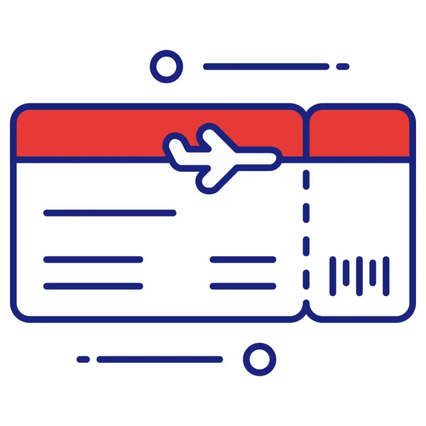 Flight Ticket Aeroplane Icon Filled Outline Style — Stock Vector