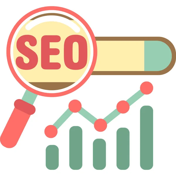 Seo Analytics Digital Marketing Icon Flat Style — 스톡 벡터