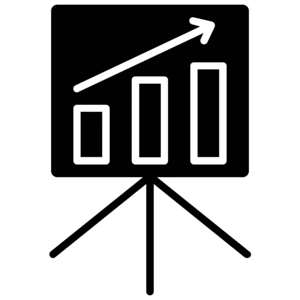 Analytics Dashboard Präsentation Symbol Solidem Stil — Stockvektor