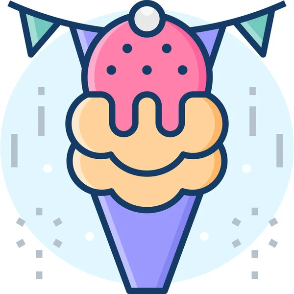 Helado Comida Postre Icono Estilo Contorno Lleno — Vector de stock