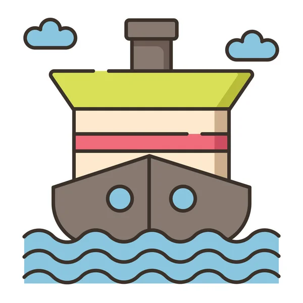 Kreuzfahrtschiff Ikone Ausgefülltem Outline Stil — Stockvektor