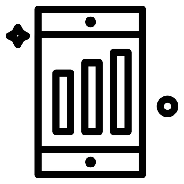 Icône Mobile Graphique Cellulaire Dans Style Contour — Image vectorielle