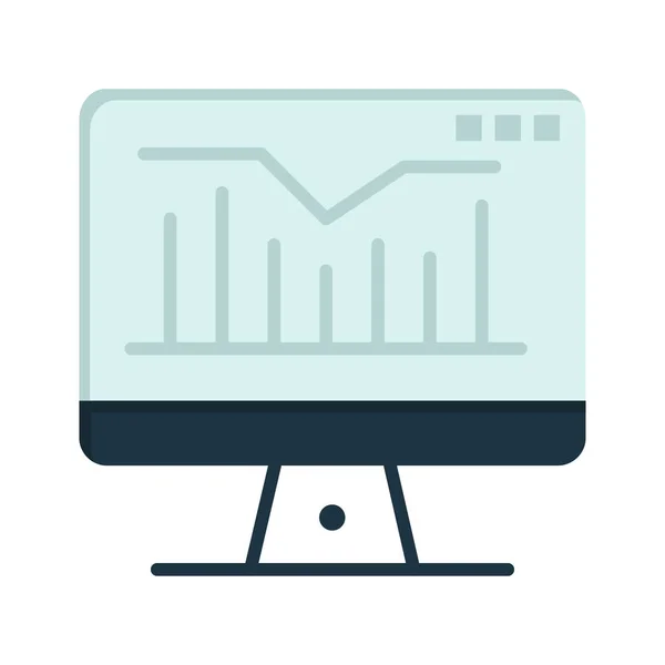 Icono Del Monitor Gráfico Ordenador Estilo Plano — Vector de stock