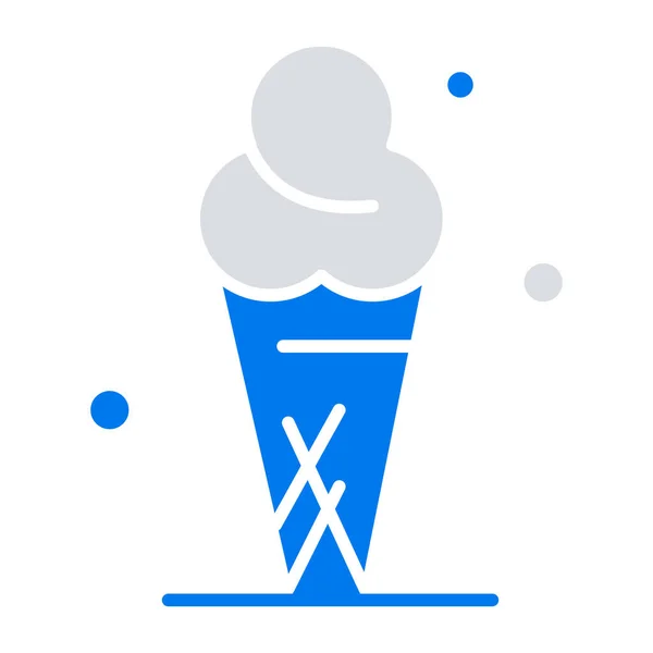 Cone Cream Ice Icon Flat Style — Stock Vector