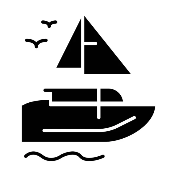 Иконка Транспортного Корабля Твердом Стиле — стоковый вектор