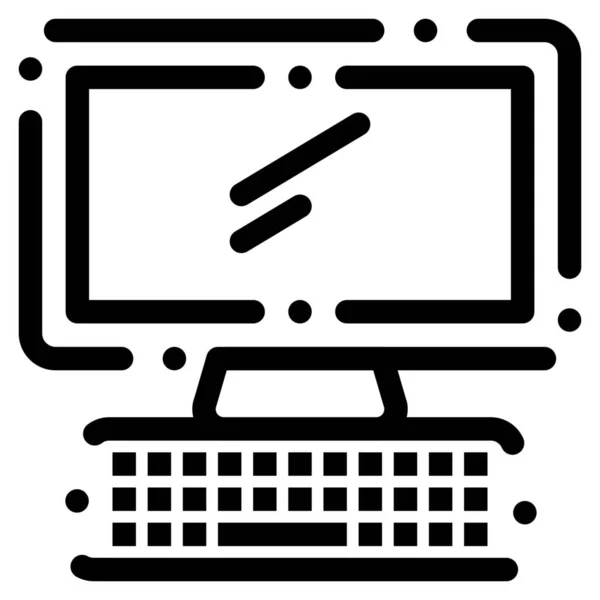 Icono Del Teclado Del Dispositivo Informático Estilo Esquema — Vector de stock