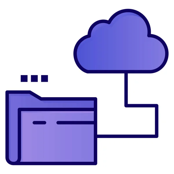 Icono Carpeta Archivo Nube Estilo Esquema Lleno — Vector de stock