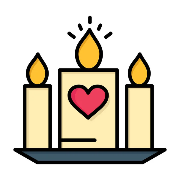 Icono Del Corazón Del Día Vela Estilo Contorno Lleno — Vector de stock