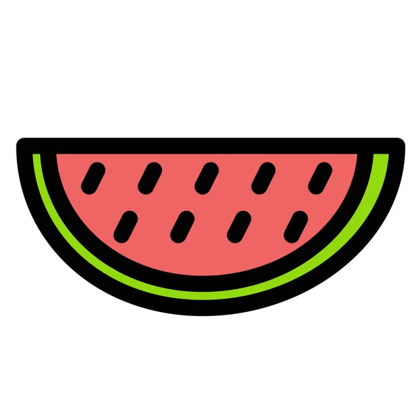 Φρούτα Πεπόνι Καλοκαιρινό Εικονίδιο Στυλ Γεμάτο Περίγραμμα — Διανυσματικό Αρχείο