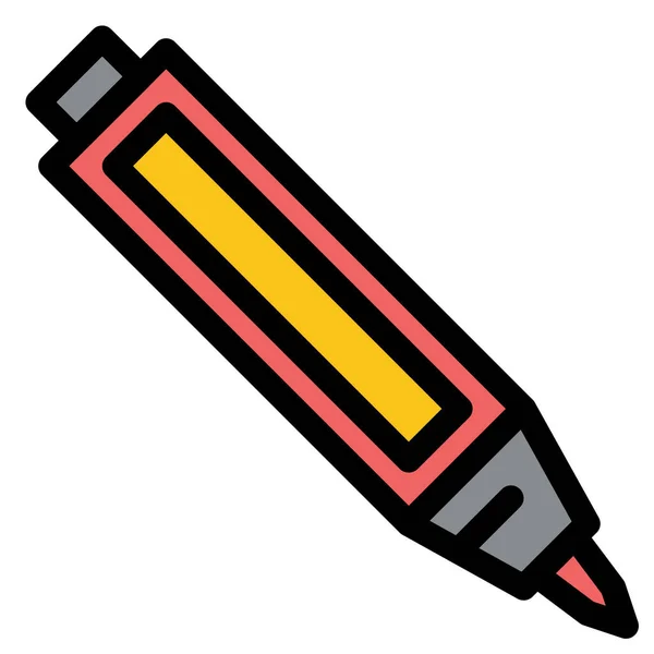 Éducation Stylo Crayon Icône Dans Style Contour Rempli — Image vectorielle