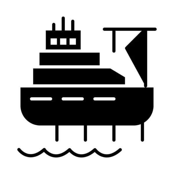 Hajó Rakomány Építése Ikon Szilárd Stílusban — Stock Vector
