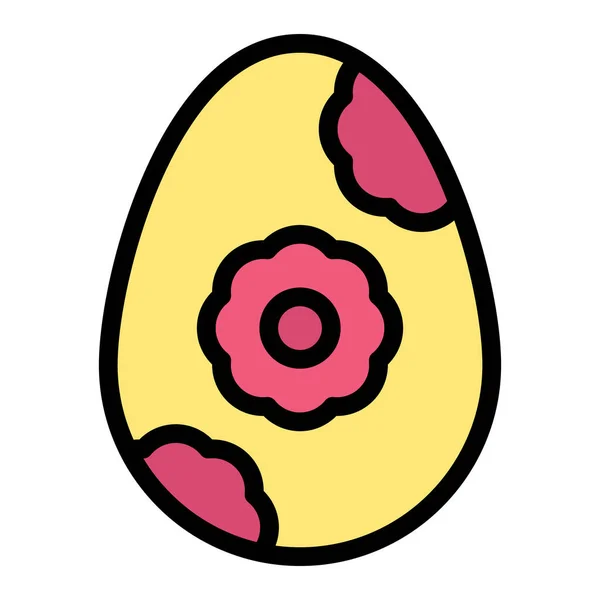 Easter Egg Flower Icon Filled Outline Style — Stock Vector