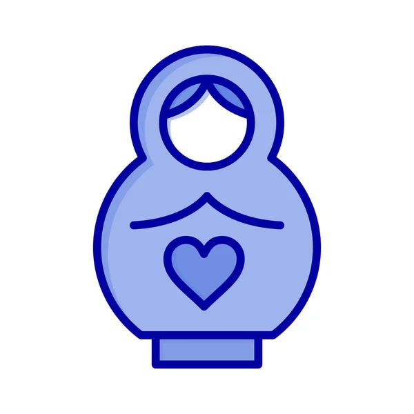 Coeur Dauphin Icône Amour Dans Style Contour Rempli — Image vectorielle