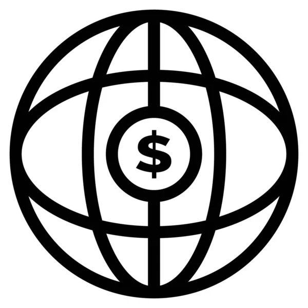 Доларовий Глобус Інтернет Значок Контурному Стилі — стоковий вектор