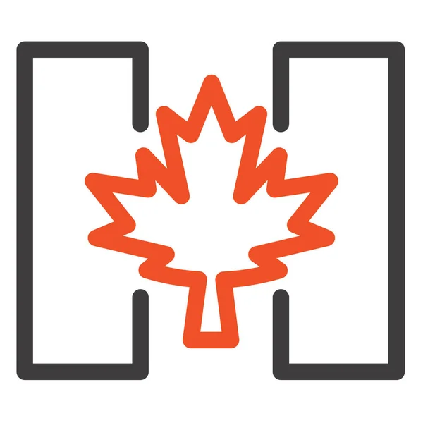 Otoño Canada Icono Bandera Estilo Esquema — Archivo Imágenes Vectoriales