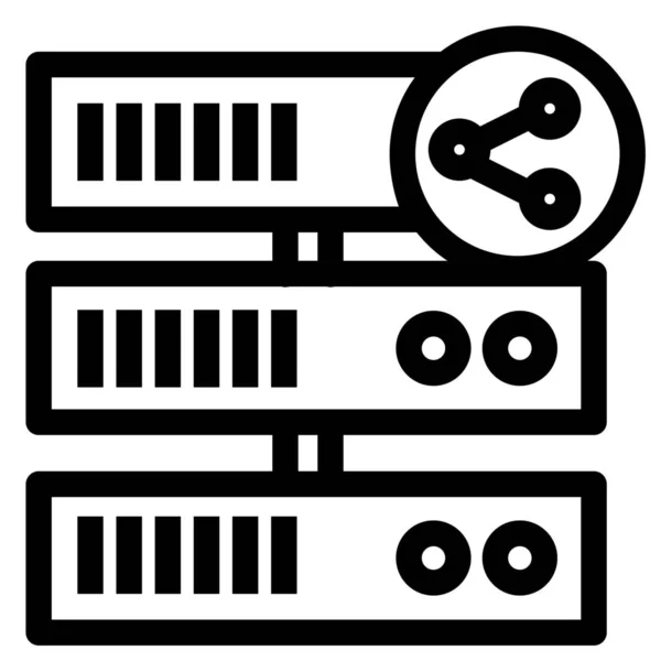 Hosting Ikona Serwera Sieciowego Zarysie Stylu — Wektor stockowy