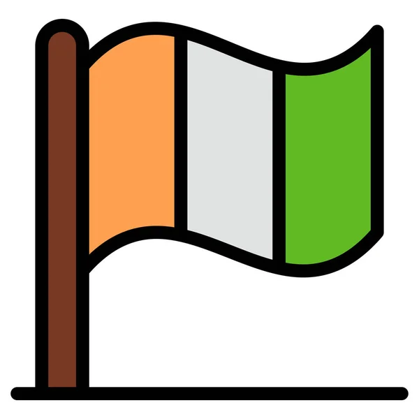 Flag Irlanda Icona Irlandese Stile Full Outline — Vettoriale Stock