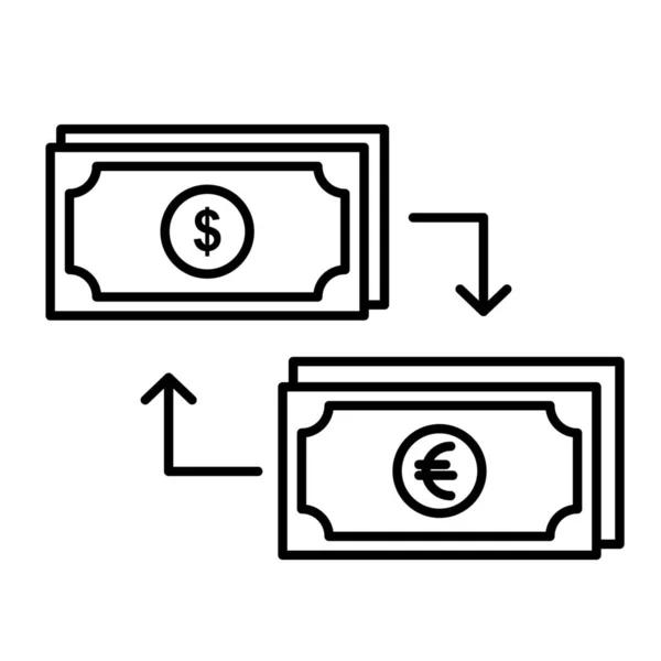 Dollar Des Affaires Icône Euro Dans Style Contour — Image vectorielle